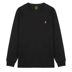 Polo Ralph Lauren Custom Slim Fit Baumwoll-Langarm-T-Shirt Schwarz Melange