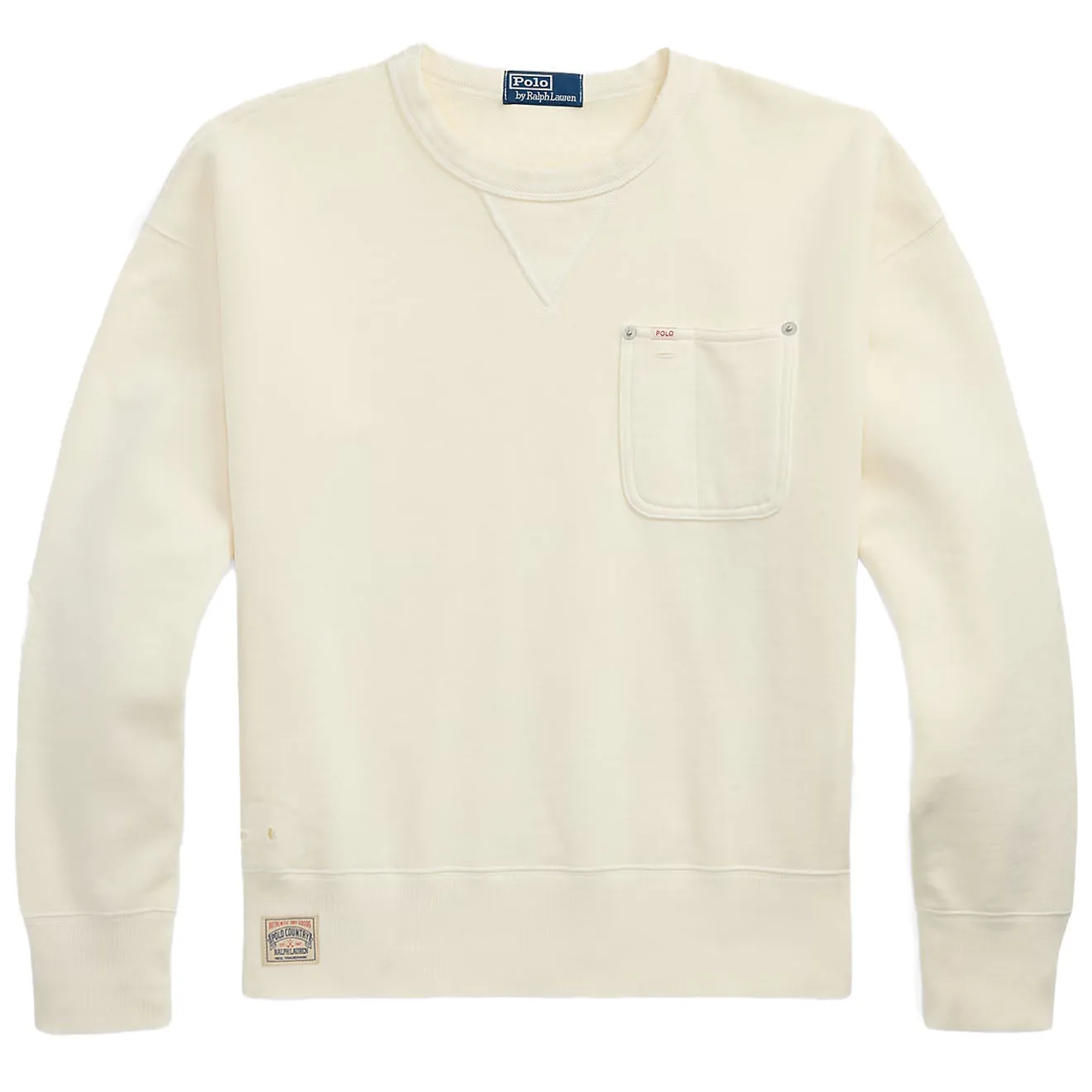 Polo Ralph Lauren Vintage Fit Fleece Pocket Sweatshirt Deckwash Weiß