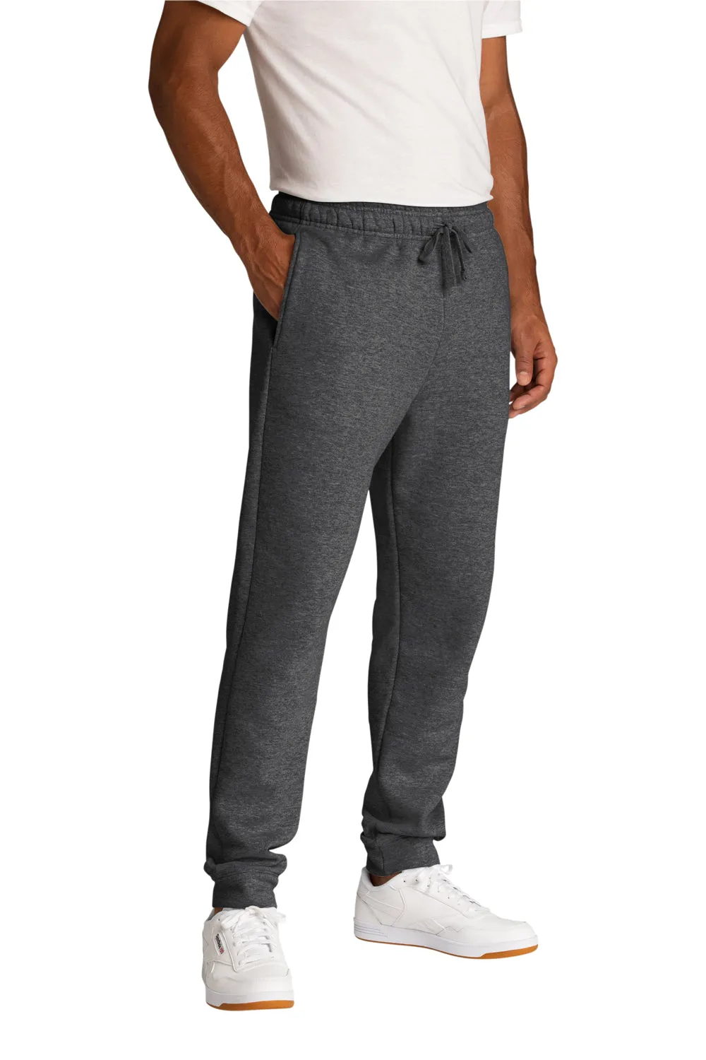 Port & Company Herren Core Fleece Joggerhose mit Taschen - Heather Dunkelgrau