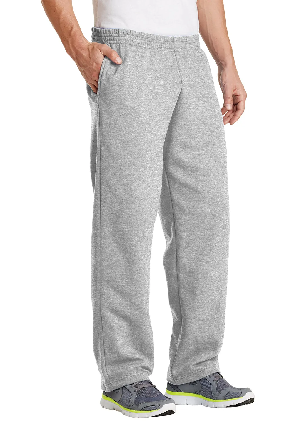 Port & Company Herren Core Pill Resistente Fleece Sweatpants mit offenem Bund und Taschen - Aschgrau