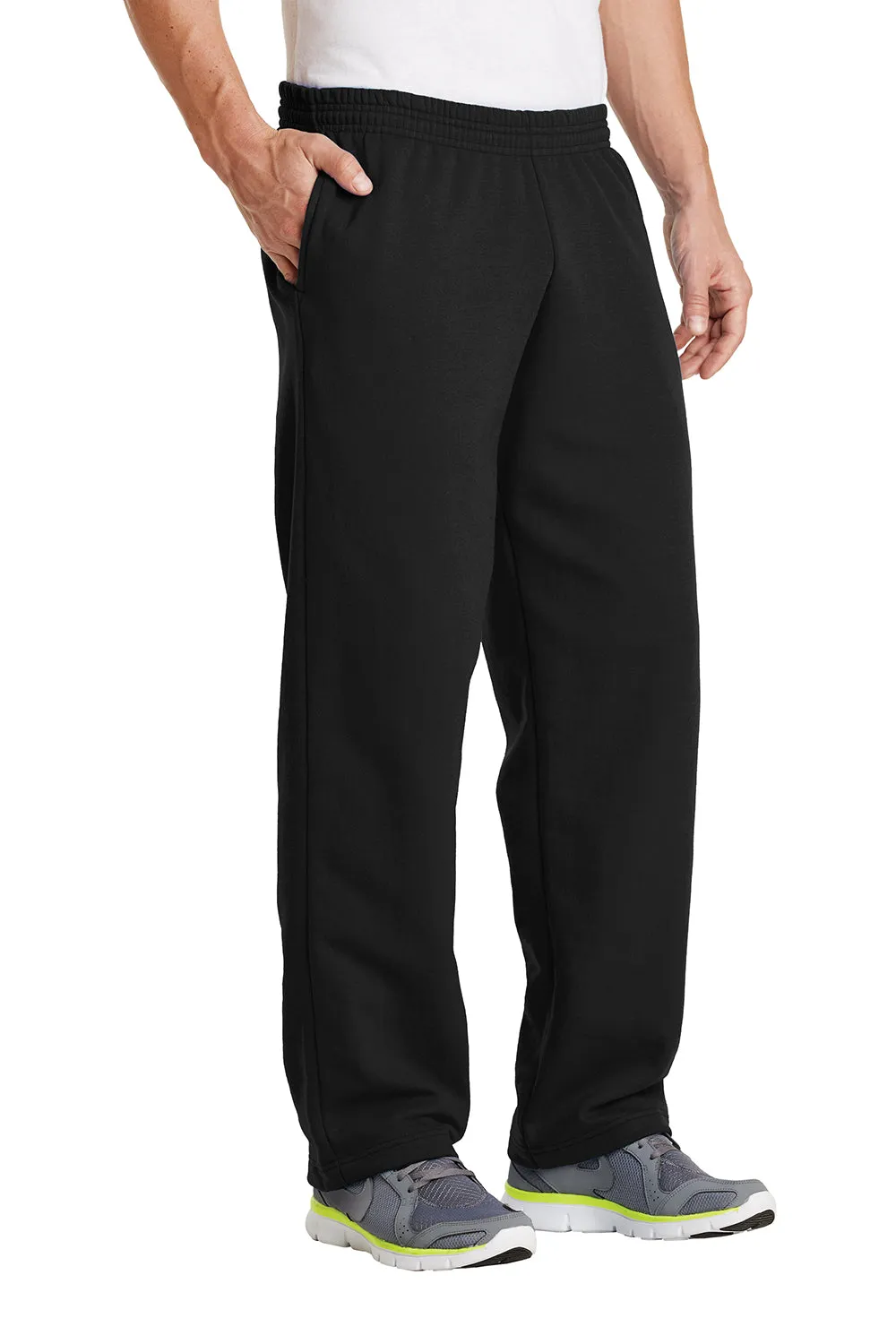 Port & Company Herren Core Pill Resistente Fleece Sweatpants mit offenem Bund und Taschen - Tiefschwarz