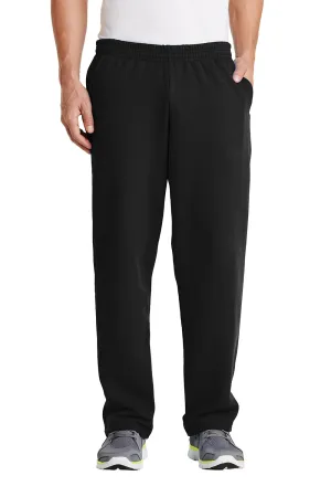 Port & Company Herren Core Pill Resistente Fleece Sweatpants mit offenem Bund und Taschen - Tiefschwarz