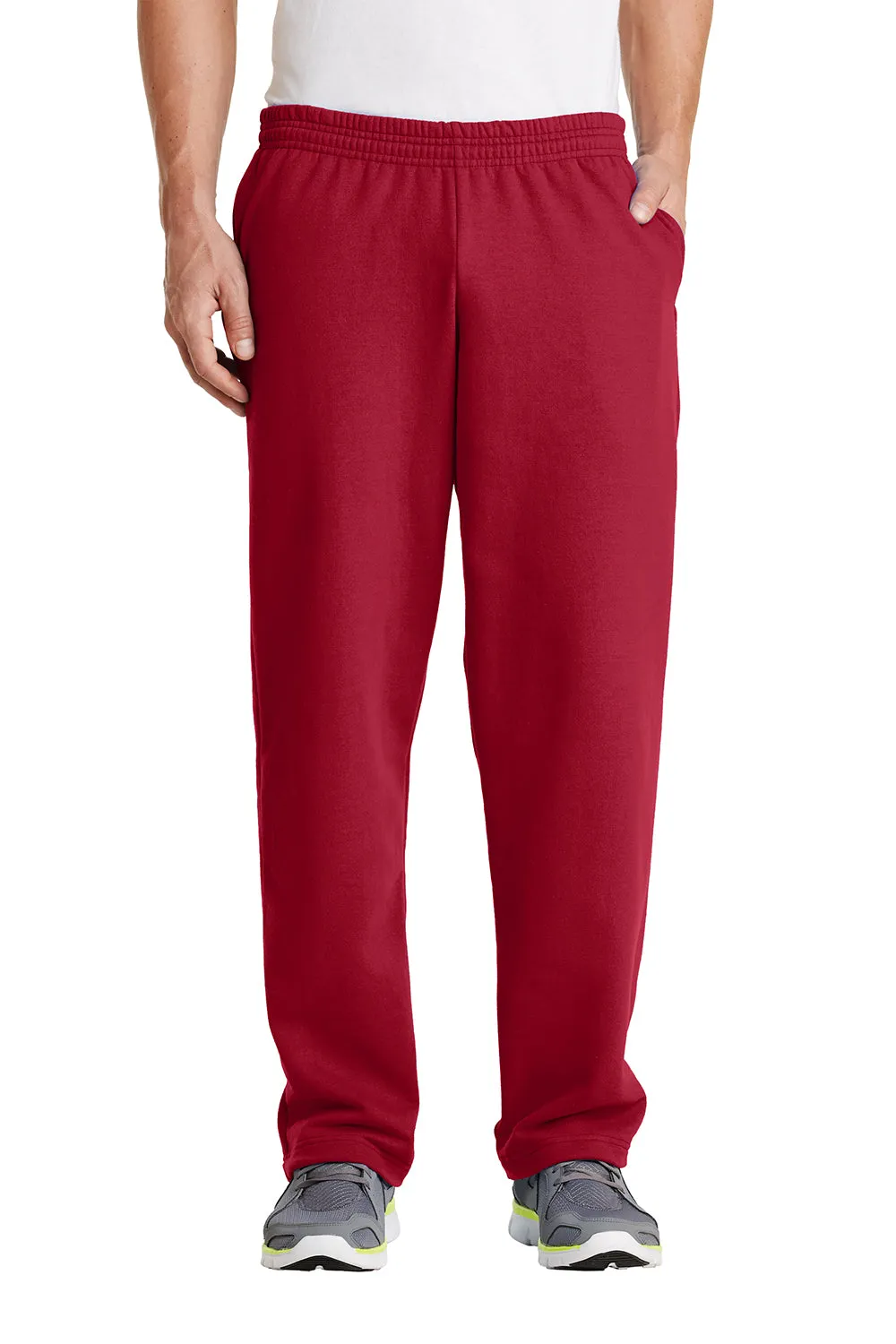 Port & Company Herren Core Pill Resistente Fleece Sweatpants mit offenem Bund und Taschen - Rot