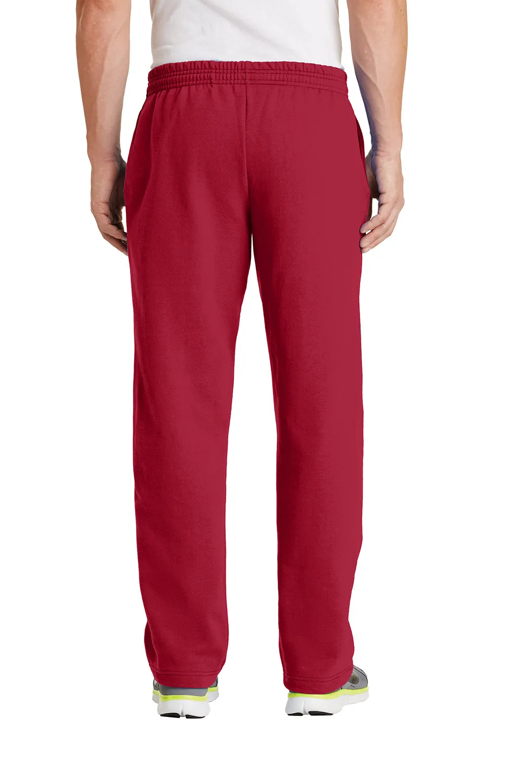 Port & Company Herren Core Pill Resistente Fleece Sweatpants mit offenem Bund und Taschen - Rot