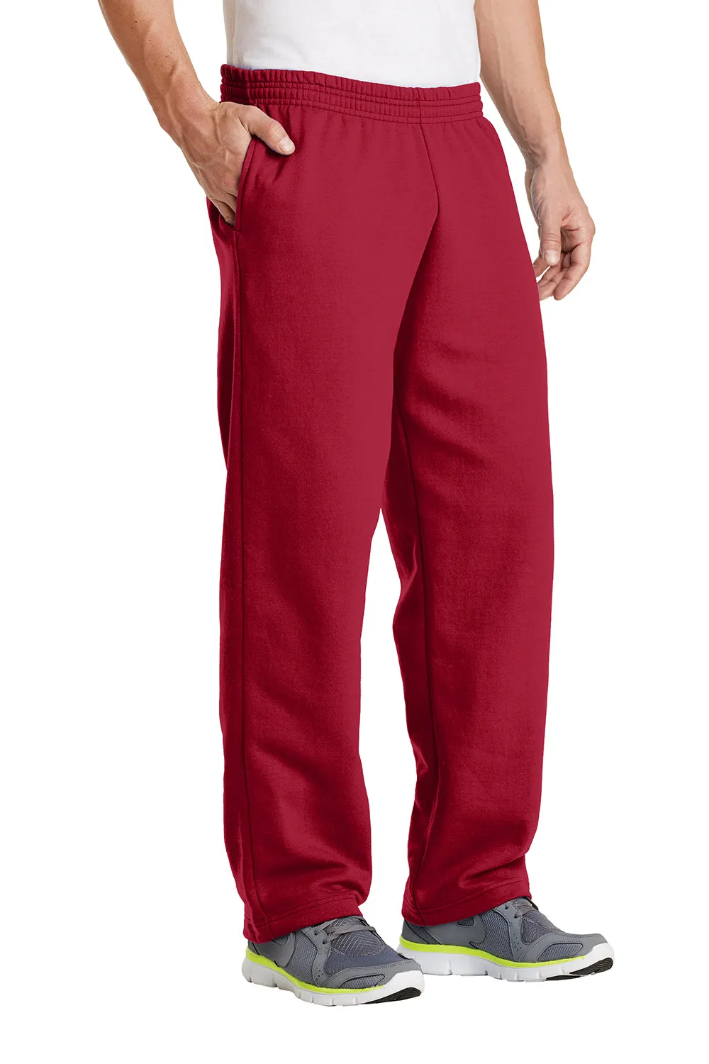 Port & Company Herren Core Pill Resistente Fleece Sweatpants mit offenem Bund und Taschen - Rot