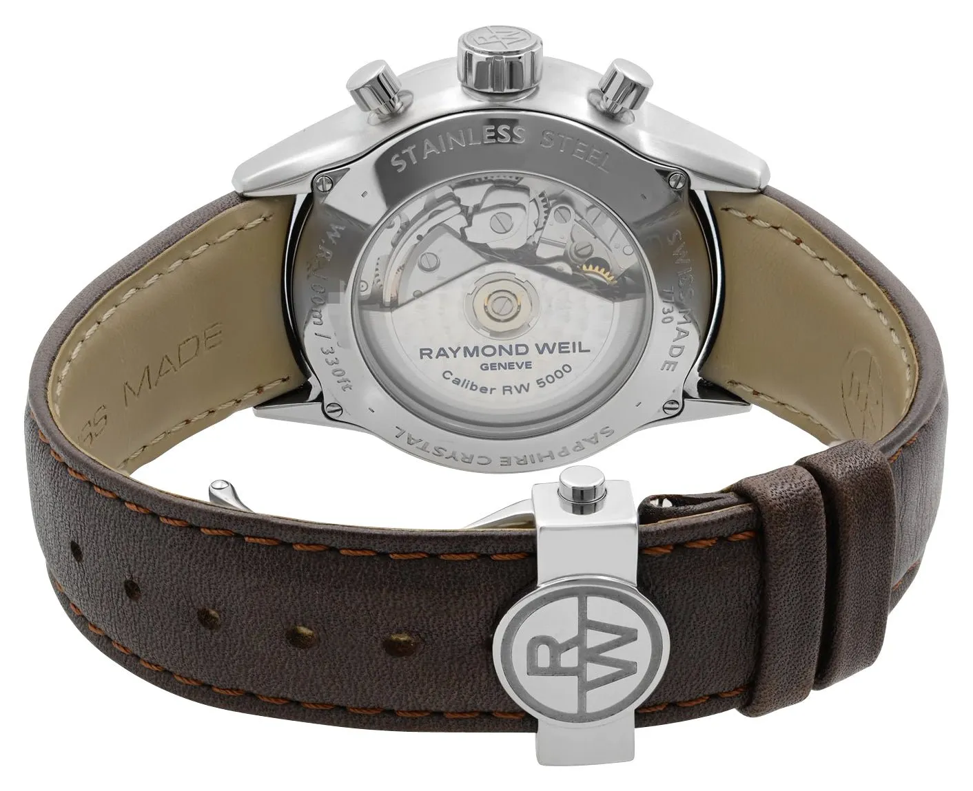 Raymond Weil Freelancer Automatik Chronograph Edelstahl Schwarz Zifferblatt Braun Lederarmband Tag/Datum Herrenuhr 7730-STC-20021 Raymond Weil Uhren