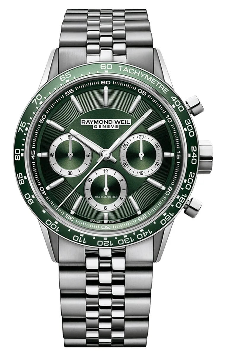 Raymond Weil Freelancer Automatik Chronograph Edelstahl Grünes Zifferblatt Herrenuhr 7741-ST7-52021 Raymond Weil Uhren