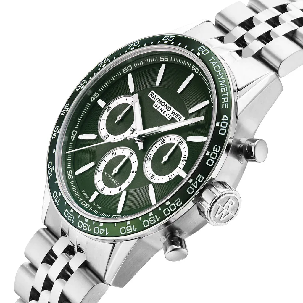 Raymond Weil Freelancer Automatik Chronograph Edelstahl Grünes Zifferblatt Herrenuhr 7741-ST7-52021 Raymond Weil Uhren