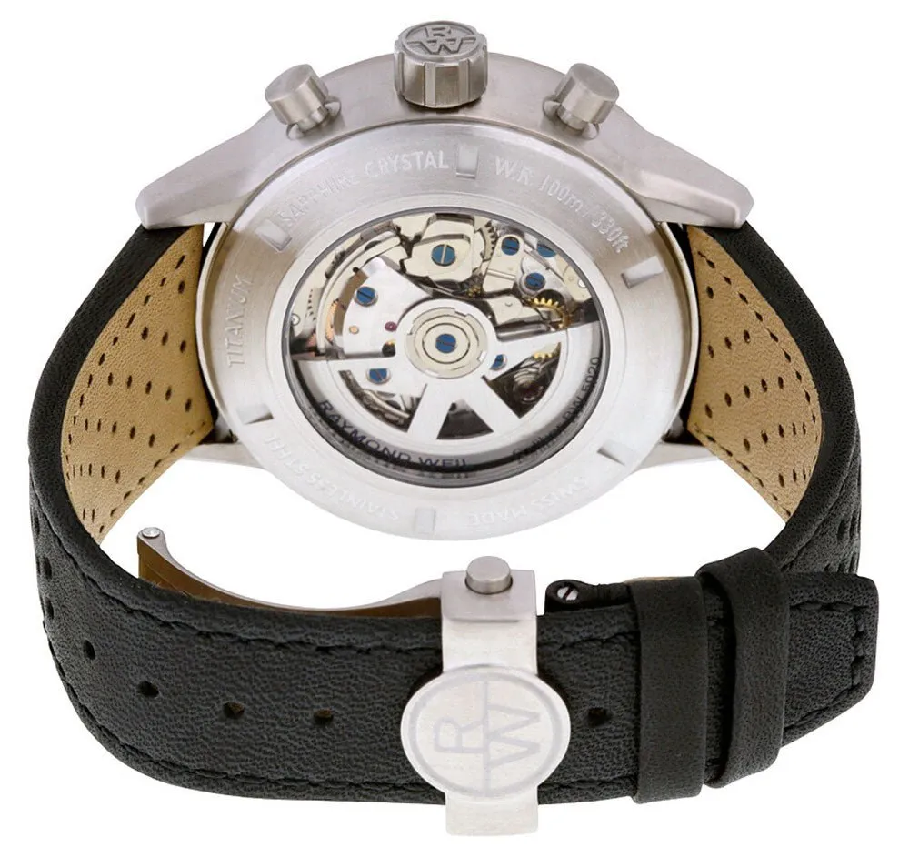 Raymond Weil Freelancer Piper Special Edition Automatische GMT Chronograph Titan Datum Schwarzes Leder Herrenuhr 7754-TIC-05209 Raymond Weil Uhren
