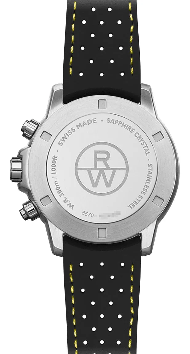 Raymond Weil Tango Chronograph Edelstahl Schwarz Zifferblatt Schwarzes Gummiarmband Datum Taucher Quarz Herrenuhr 8570-SR2-05207 Raymond Weil Uhren