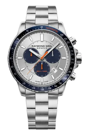 Raymond Weil Tango Chronograph Edelstahl Silber Zifferblatt Datum Quarz Taucher Herrenuhr 8570-ST3-65501 Raymond Weil Uhren