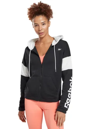 Reebok Damen French Terry Zip-Up Kapuzenpullover mit Linearem Logo