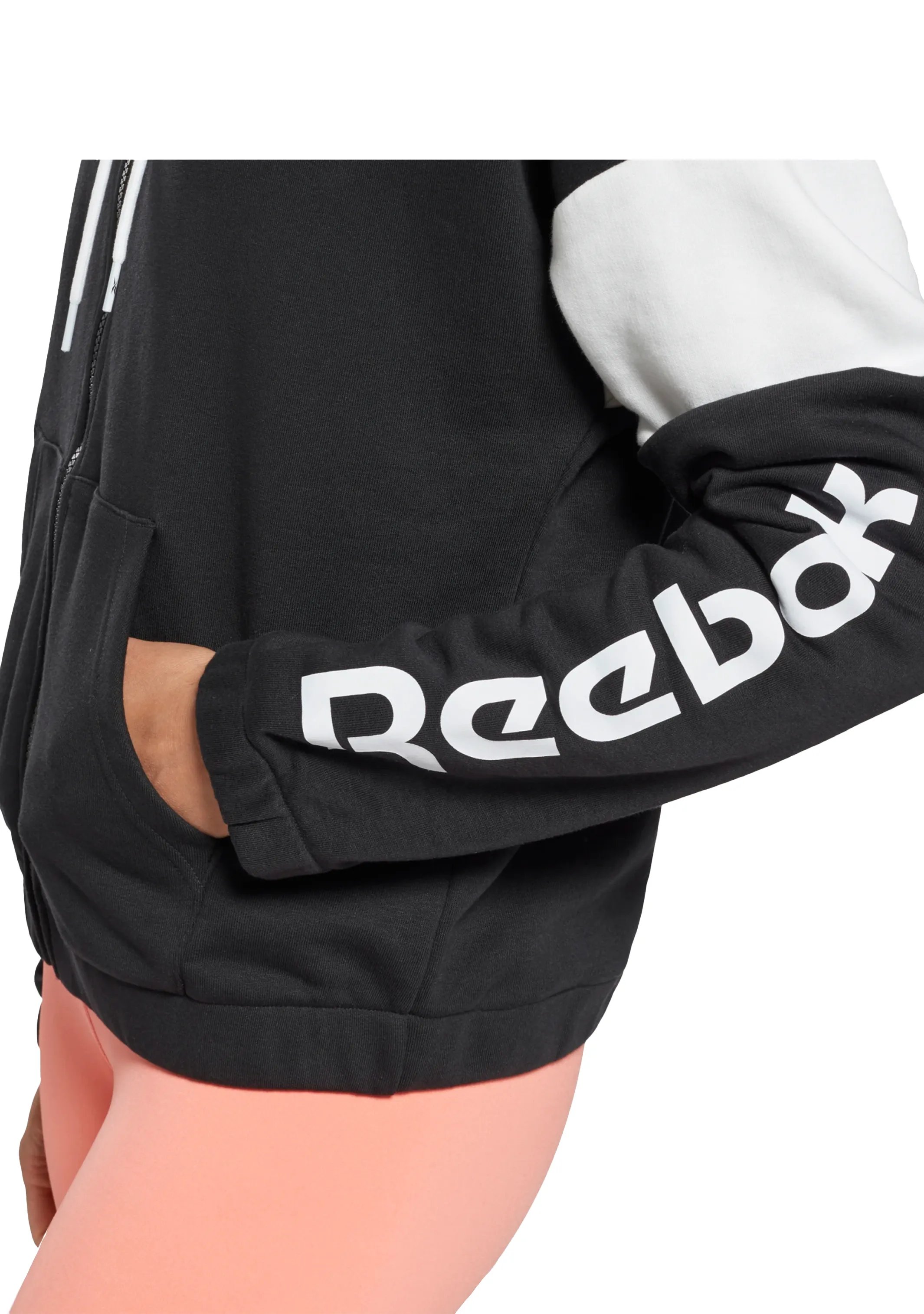 Reebok Damen French Terry Zip-Up Kapuzenpullover mit Linearem Logo