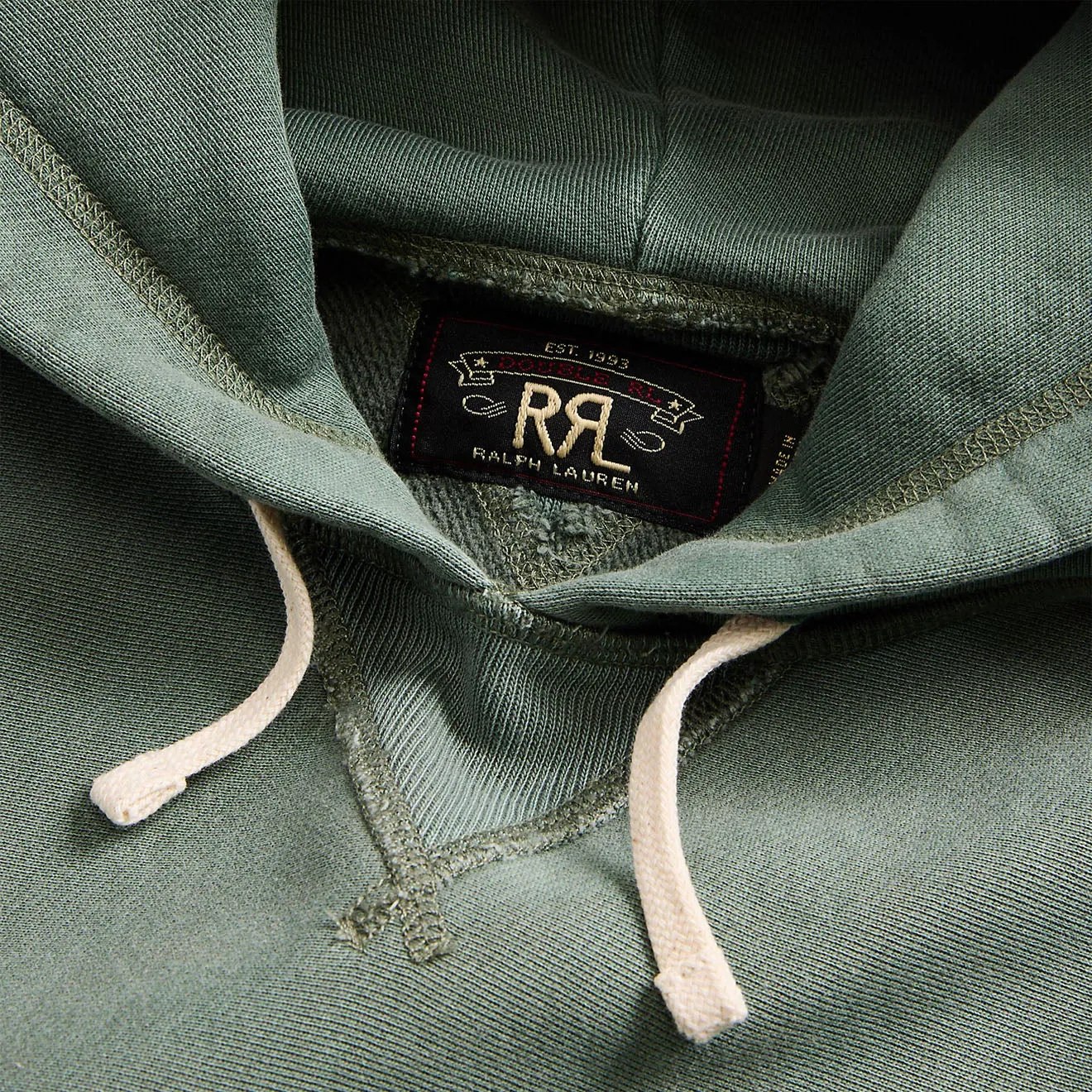 RRL von Ralph Lauren gefärbter Fleece-Hoodie in Collegiate Grün