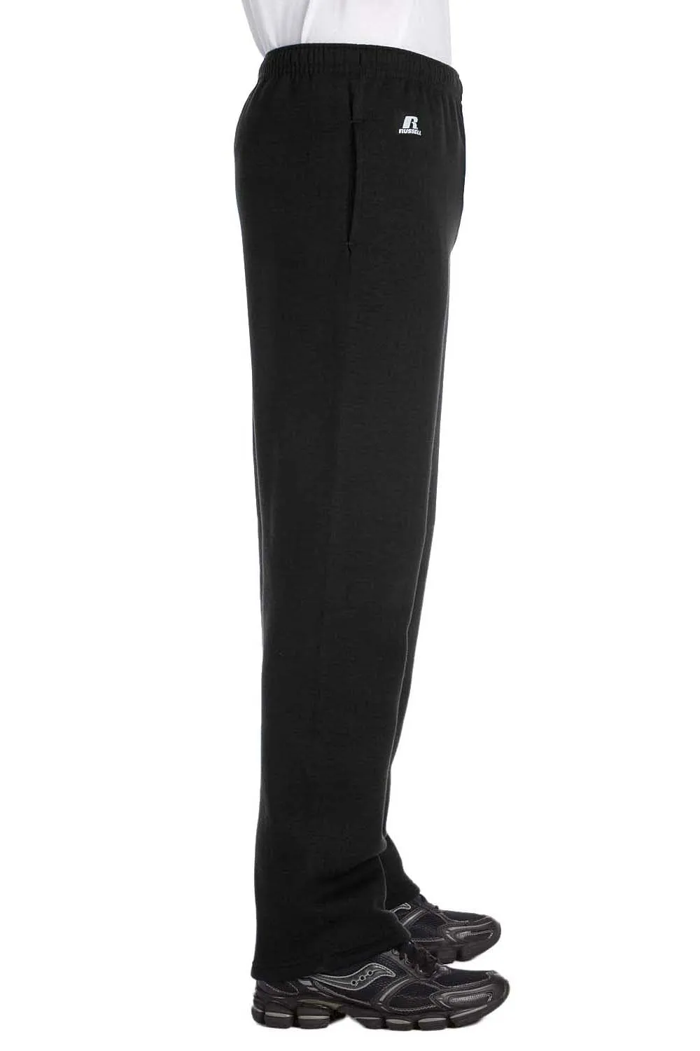 Russell Athletic Herren Dri Power Feuchtigkeitstransportierende Sweatpants mit offenem Bund und Taschen - Schwarz