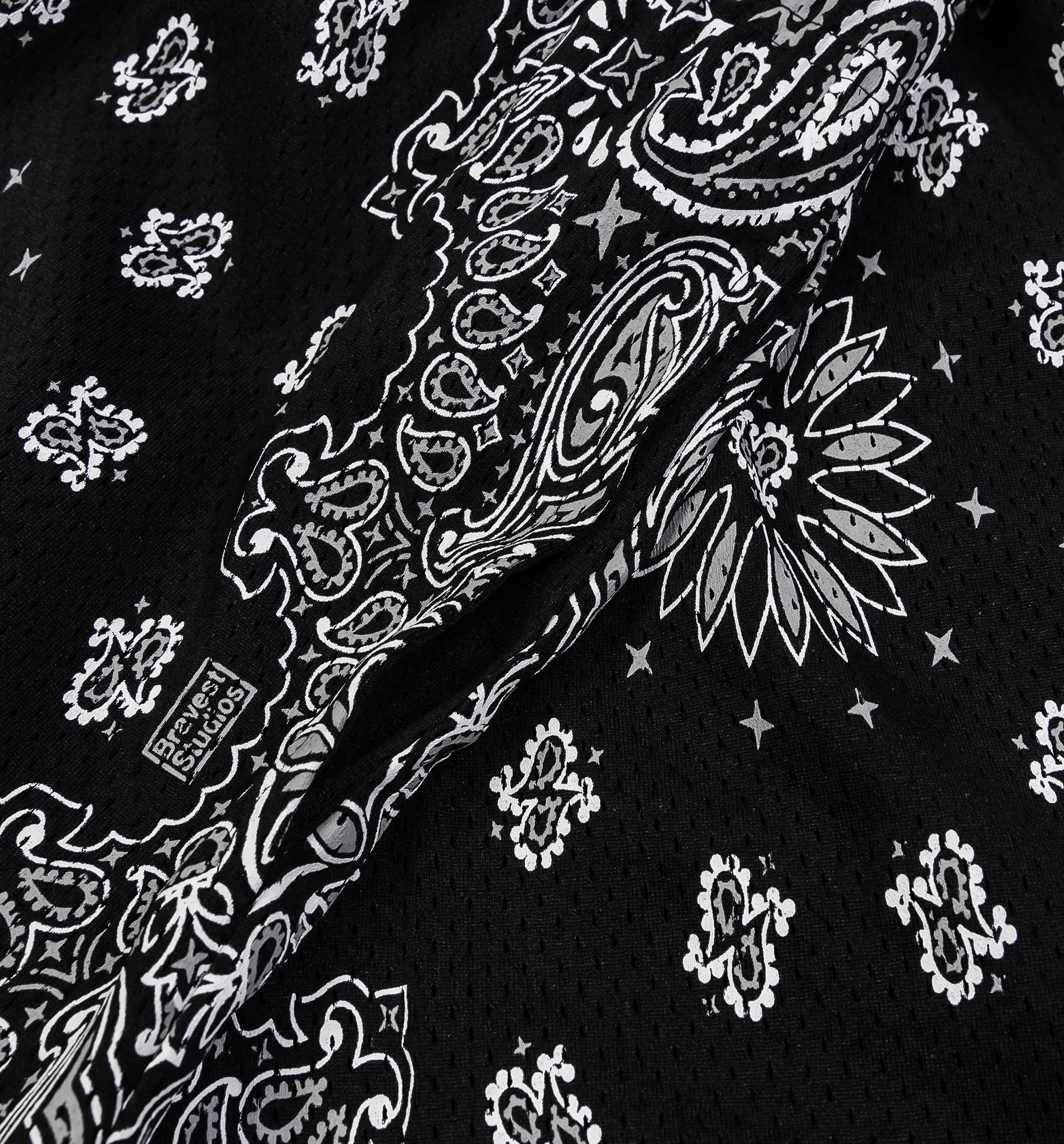 Siebdruck-Paisley-Zweifarben-Herrenshorts - Schwarz/Weiß