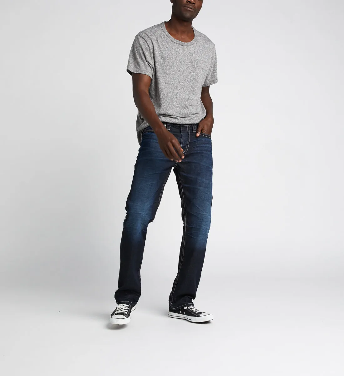 Silver Grayson Easy Fit Straight Jeans
