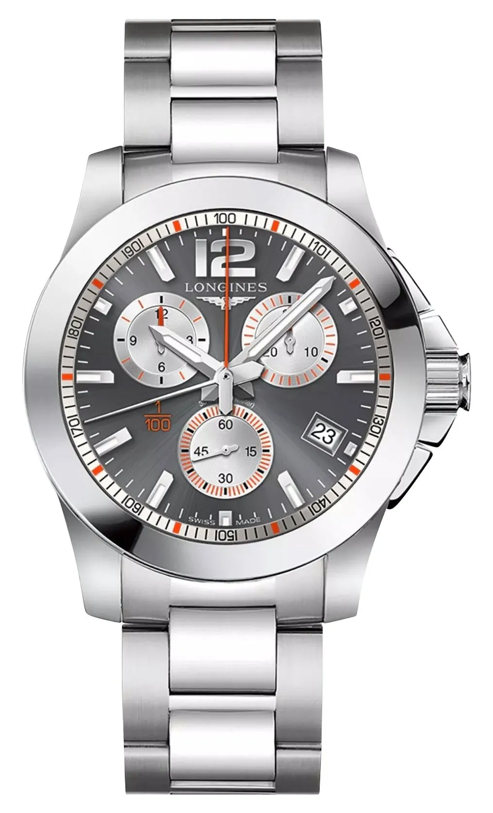Sonderausgabe Longines Conquest 1/100 Roland Garros Chronograph Edelstahl Graues Zifferblatt Datum Taucher Quarz Herrenuhr L3.700.4.79.6 Longines Uhren