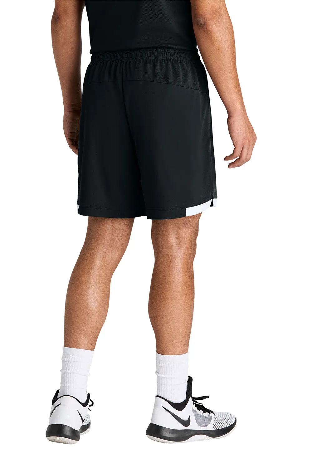 Sport-Tek Herren Club Feuchtigkeitstransportierende Shorts - Schwarz/Weiß