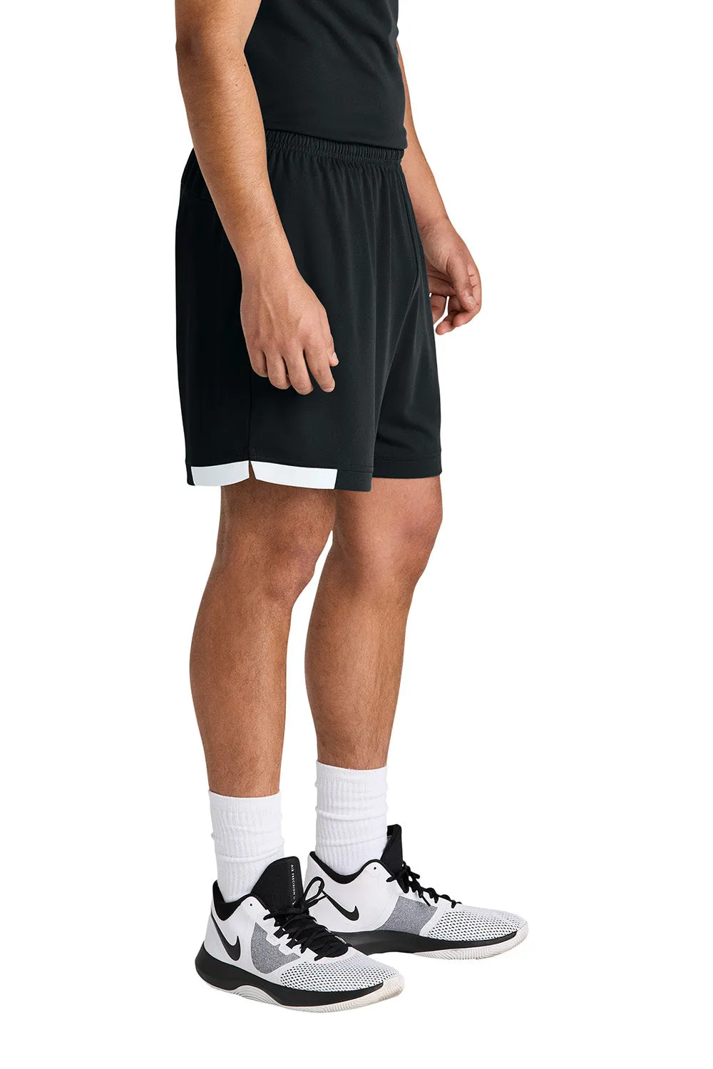 Sport-Tek Herren Club Feuchtigkeitstransportierende Shorts - Schwarz/Weiß