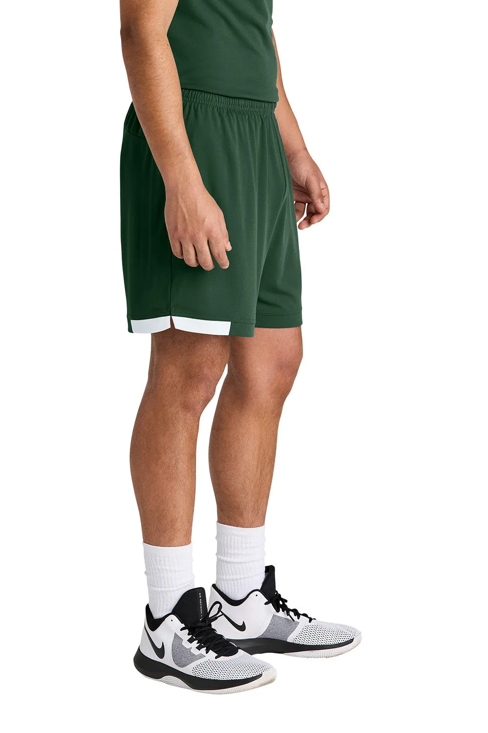 Sport-Tek Herren Club Feuchtigkeitstransportierende Shorts - Waldgrün/Weiß