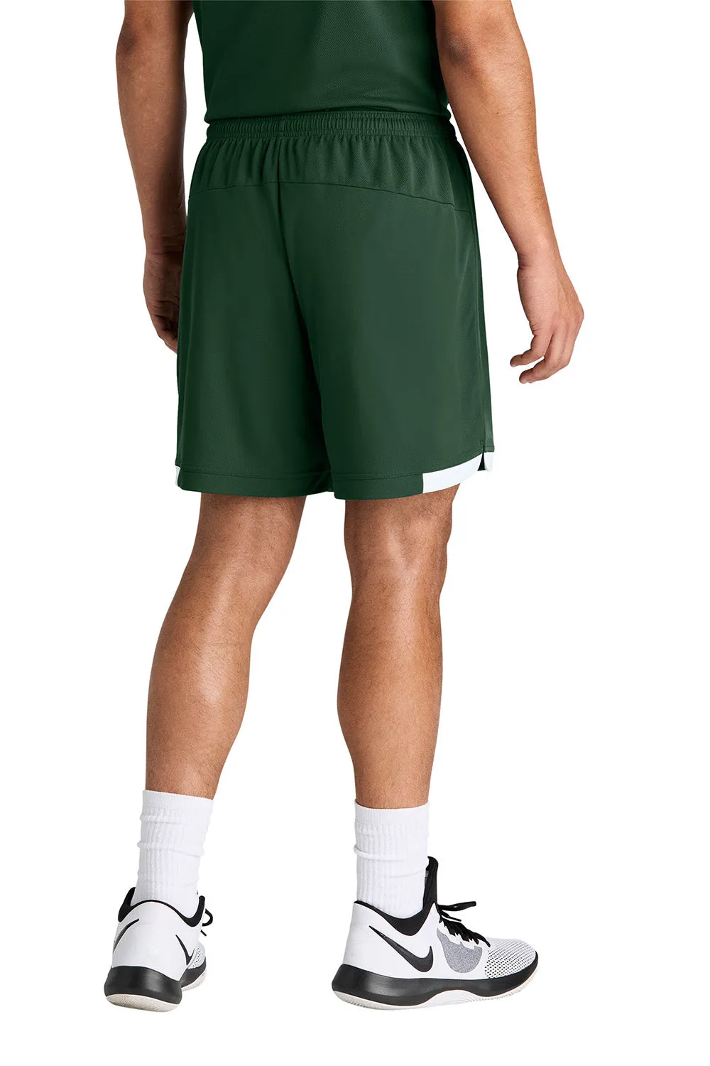 Sport-Tek Herren Club Feuchtigkeitstransportierende Shorts - Waldgrün/Weiß