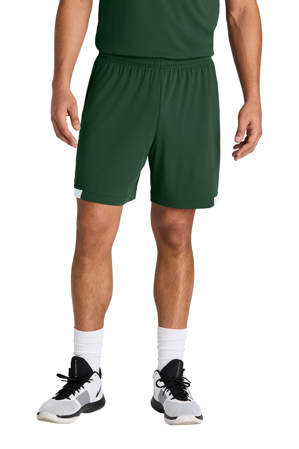 Sport-Tek Herren Club Feuchtigkeitstransportierende Shorts - Waldgrün/Weiß