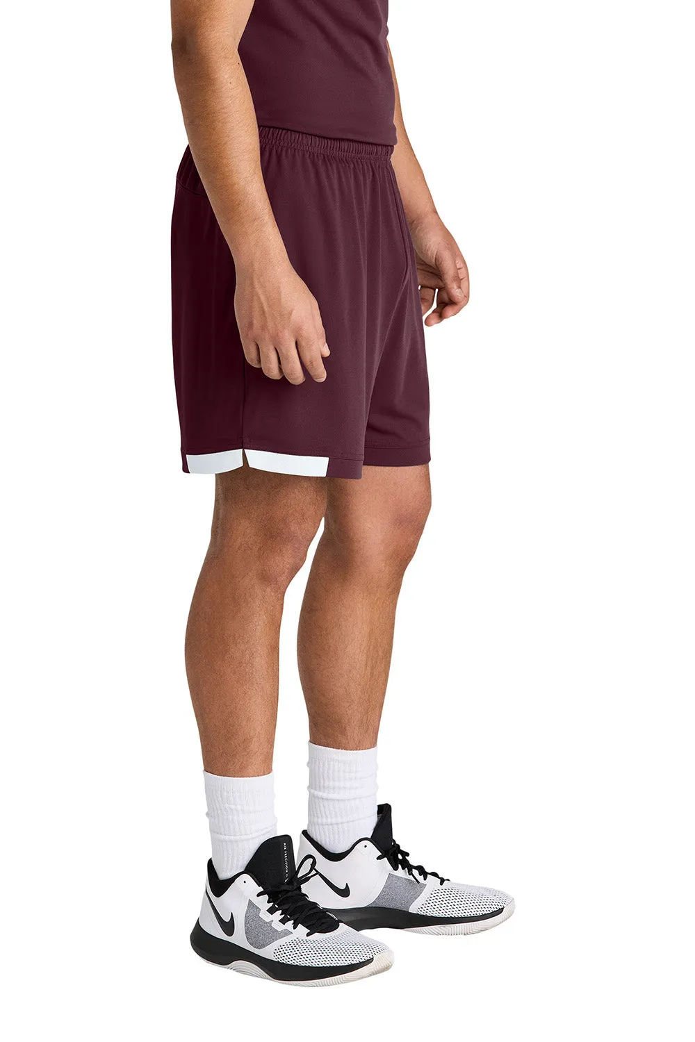Sport-Tek Herren Club Feuchtigkeitstransportierende Shorts - Kastanienbraun/Weiß
