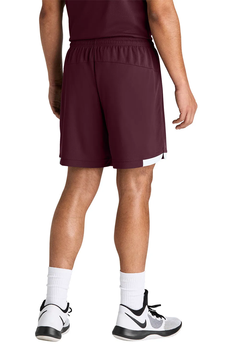 Sport-Tek Herren Club Feuchtigkeitstransportierende Shorts - Kastanienbraun/Weiß