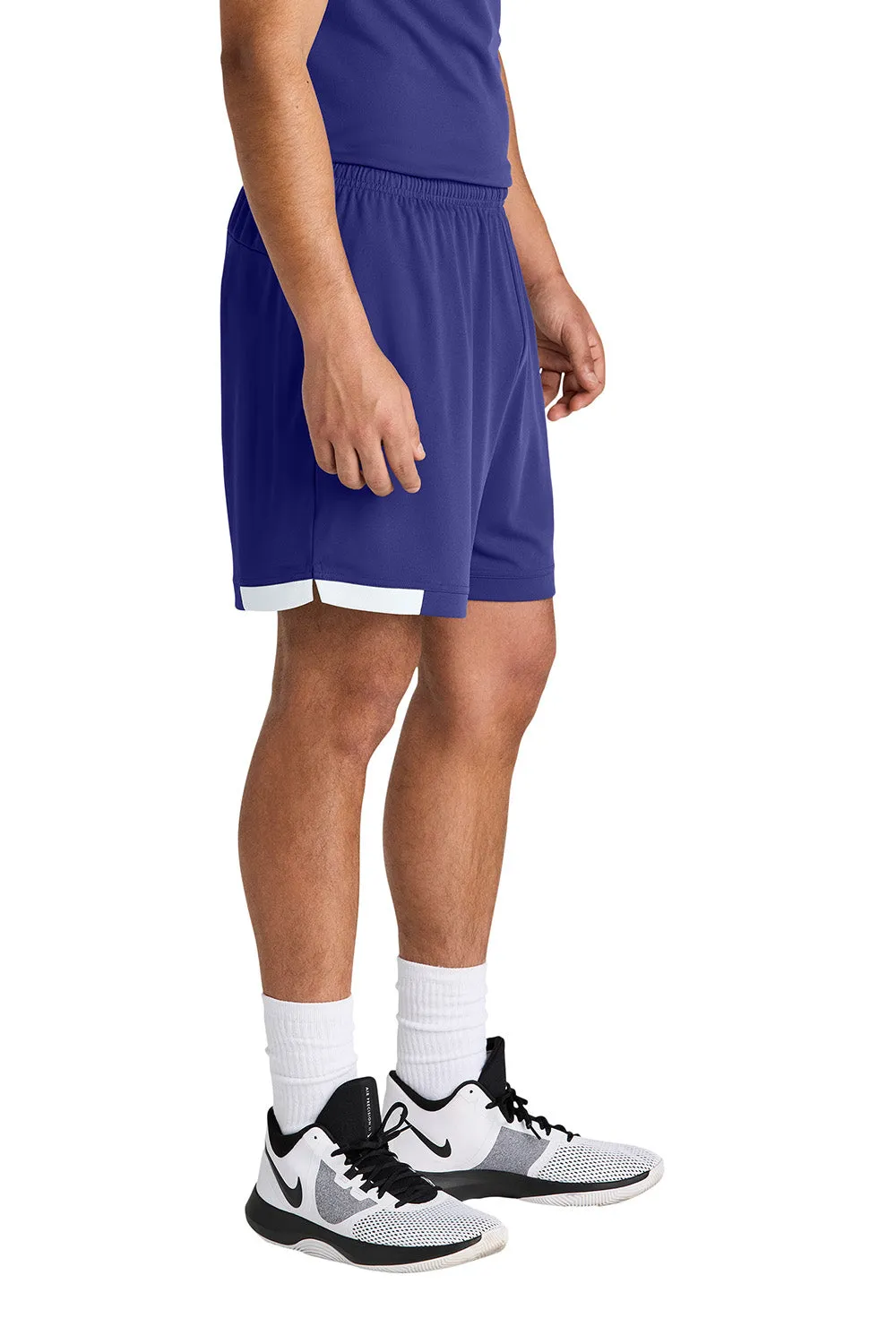 Sport-Tek Herren Club Feuchtigkeitstransportierende Shorts - Lila/Weiß