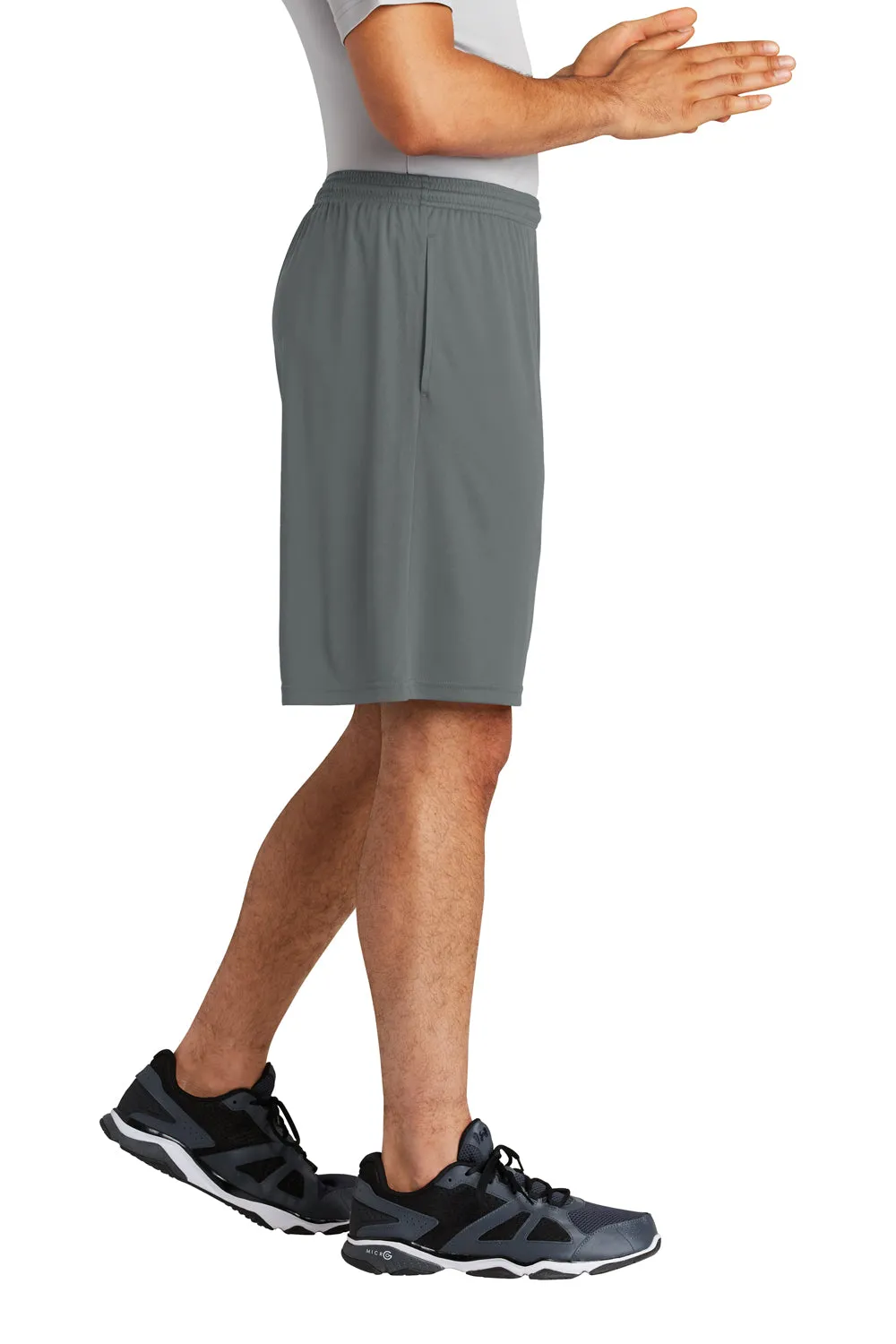 Sport-Tek Herren Competitor Feuchtigkeitstransportierende Shorts mit Taschen - Eisengrau