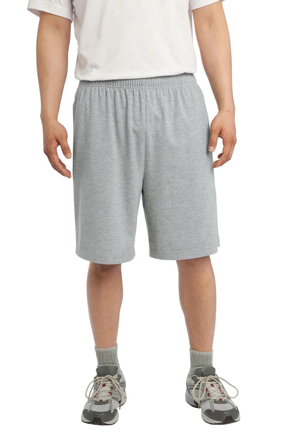 Sport-Tek Herren-Jersey-Shorts mit Taschen - Heather Grey