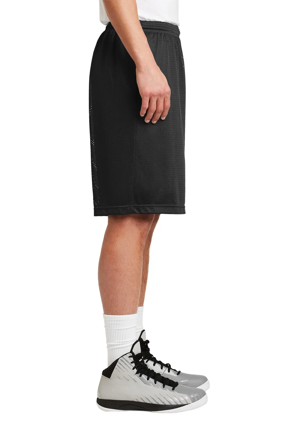 Sport-Tek Herren Feuchtigkeitstransportierende Classic Mesh Lange Shorts - Schwarz - Ausverkauf