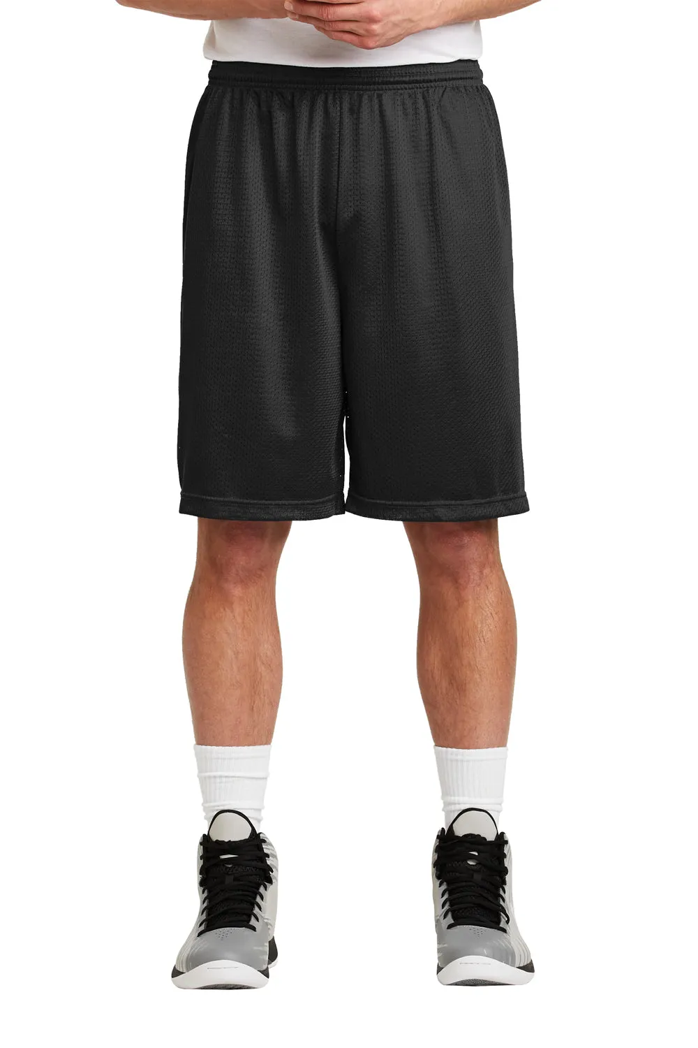 Sport-Tek Herren Feuchtigkeitstransportierende Classic Mesh Lange Shorts - Schwarz - Ausverkauf