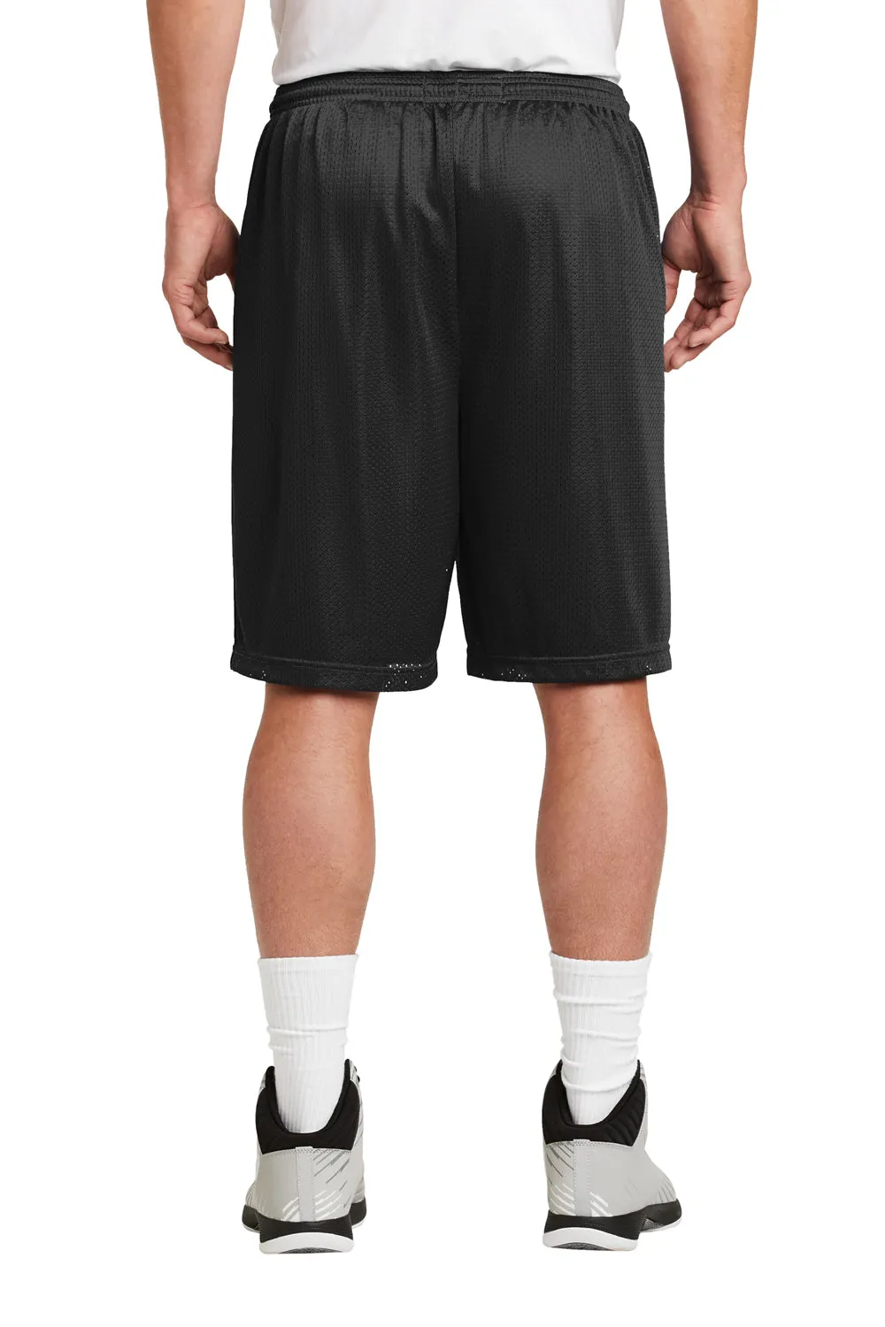 Sport-Tek Herren Feuchtigkeitstransportierende Classic Mesh Lange Shorts - Schwarz - Ausverkauf
