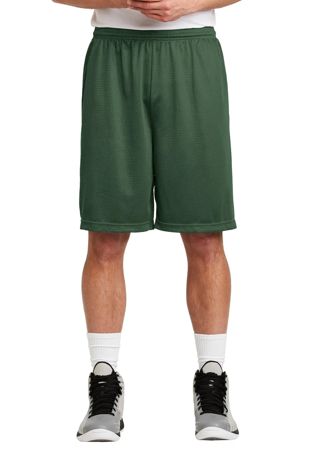 Sport-Tek Herren Feuchtigkeitstransportierende Classic Mesh Lange Shorts - Waldgrün - Auslaufmodell