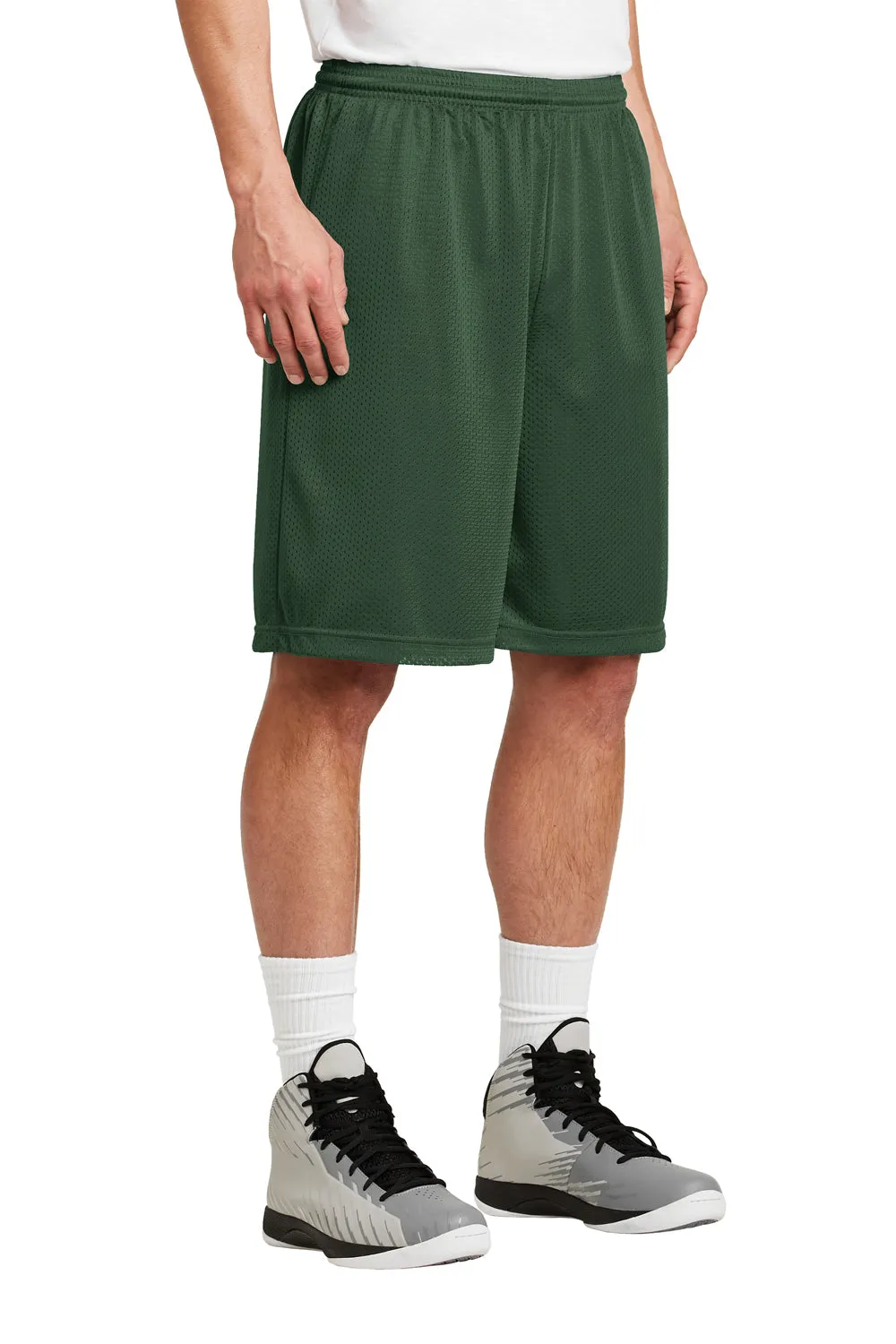 Sport-Tek Herren Feuchtigkeitstransportierende Classic Mesh Lange Shorts - Waldgrün - Auslaufmodell