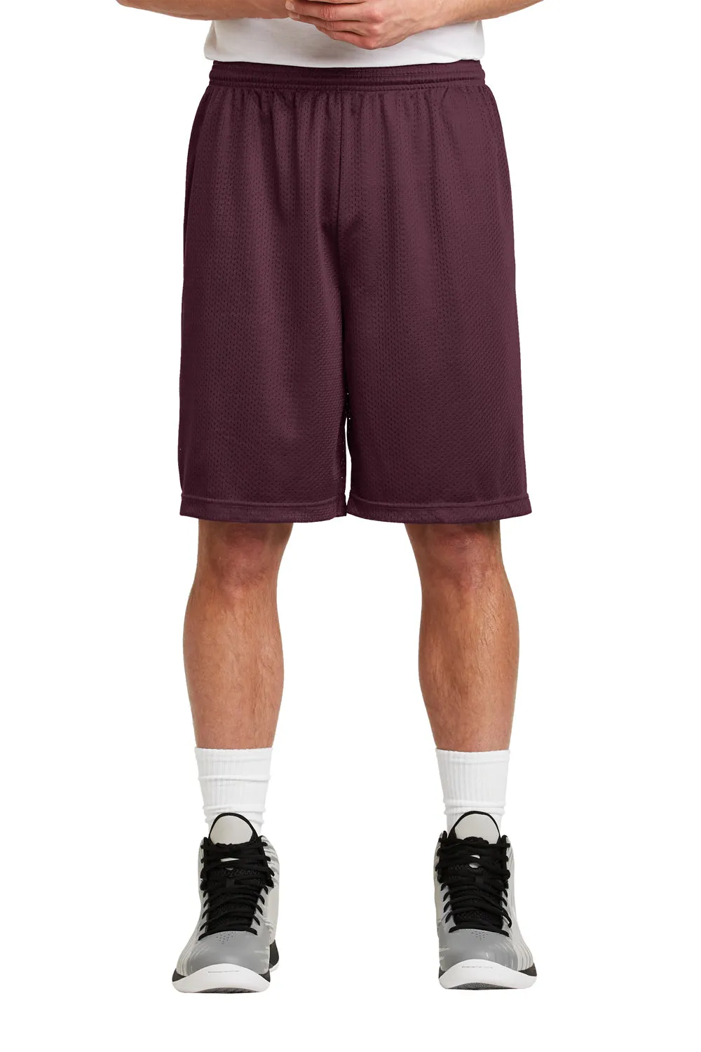 Sport-Tek Herren Feuchtigkeitstransportierende Classic Mesh Lange Shorts - Kastanienbraun - Ausverkauf
