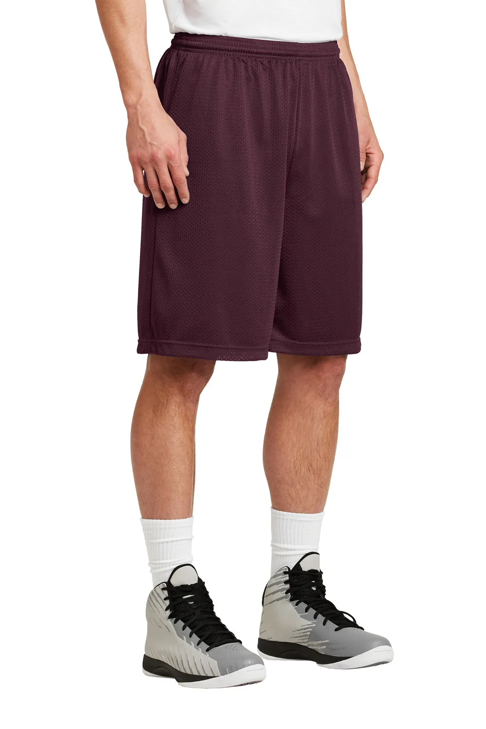 Sport-Tek Herren Feuchtigkeitstransportierende Classic Mesh Lange Shorts - Kastanienbraun - Ausverkauf