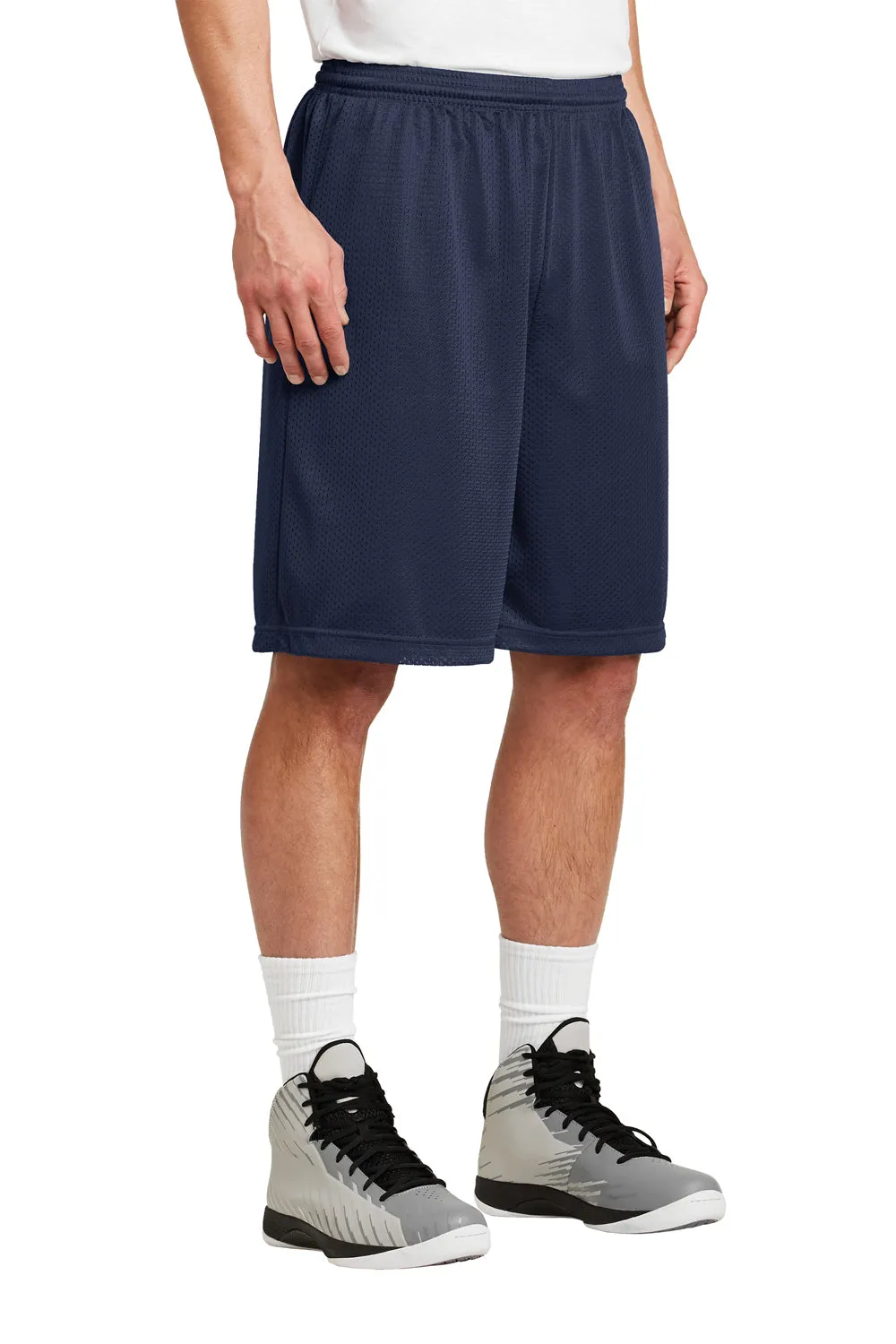 Sport-Tek Herren Feuchtigkeitstransportierende Classic Mesh Lange Shorts - Echt Marineblau - Ausverkauf