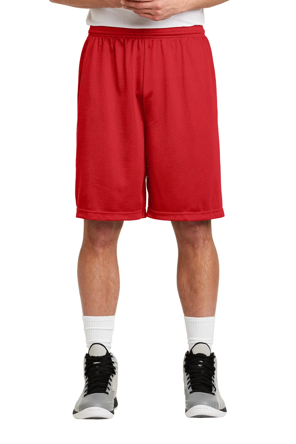 Sport-Tek Herren Feuchtigkeitstransportierende Classic Mesh Lange Shorts - Echtes Rot - Ausverkauf
