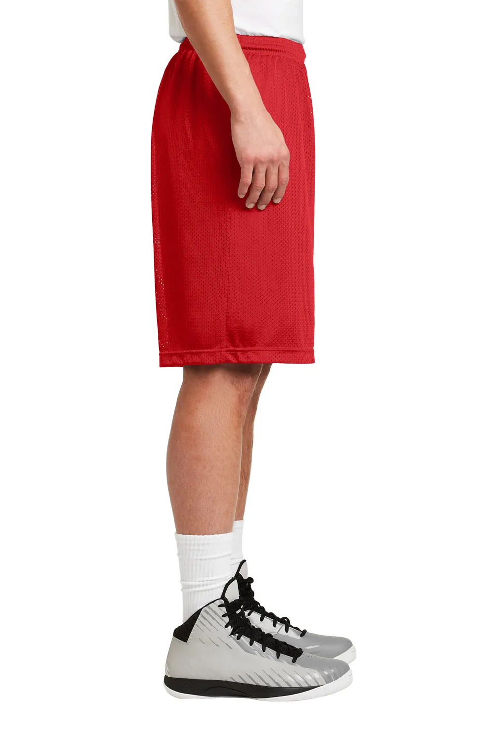 Sport-Tek Herren Feuchtigkeitstransportierende Classic Mesh Lange Shorts - Echtes Rot - Ausverkauf