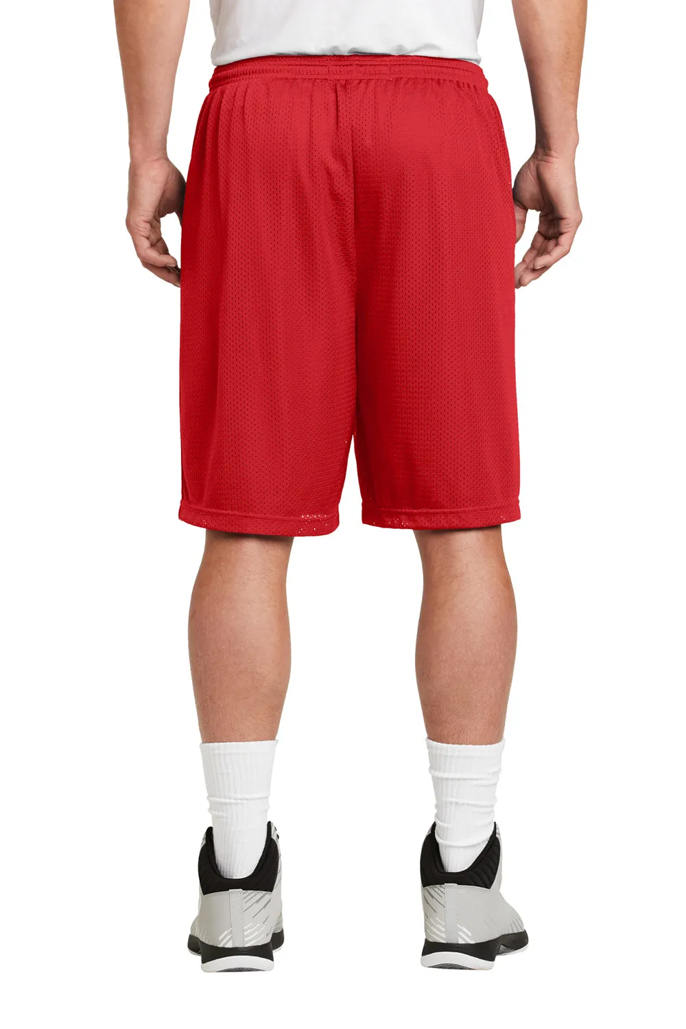 Sport-Tek Herren Feuchtigkeitstransportierende Classic Mesh Lange Shorts - Echtes Rot - Ausverkauf