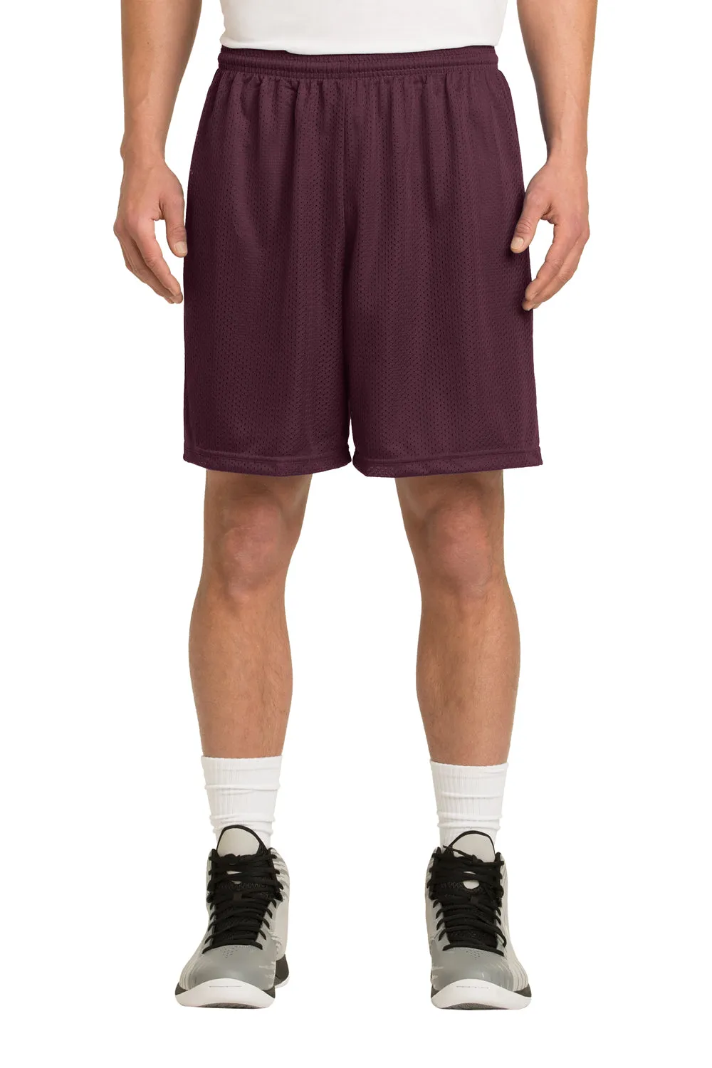 Sport-Tek Herren Feuchtigkeitstransportierende Classic Mesh Shorts - Kastanienbraun - Ausverkauf