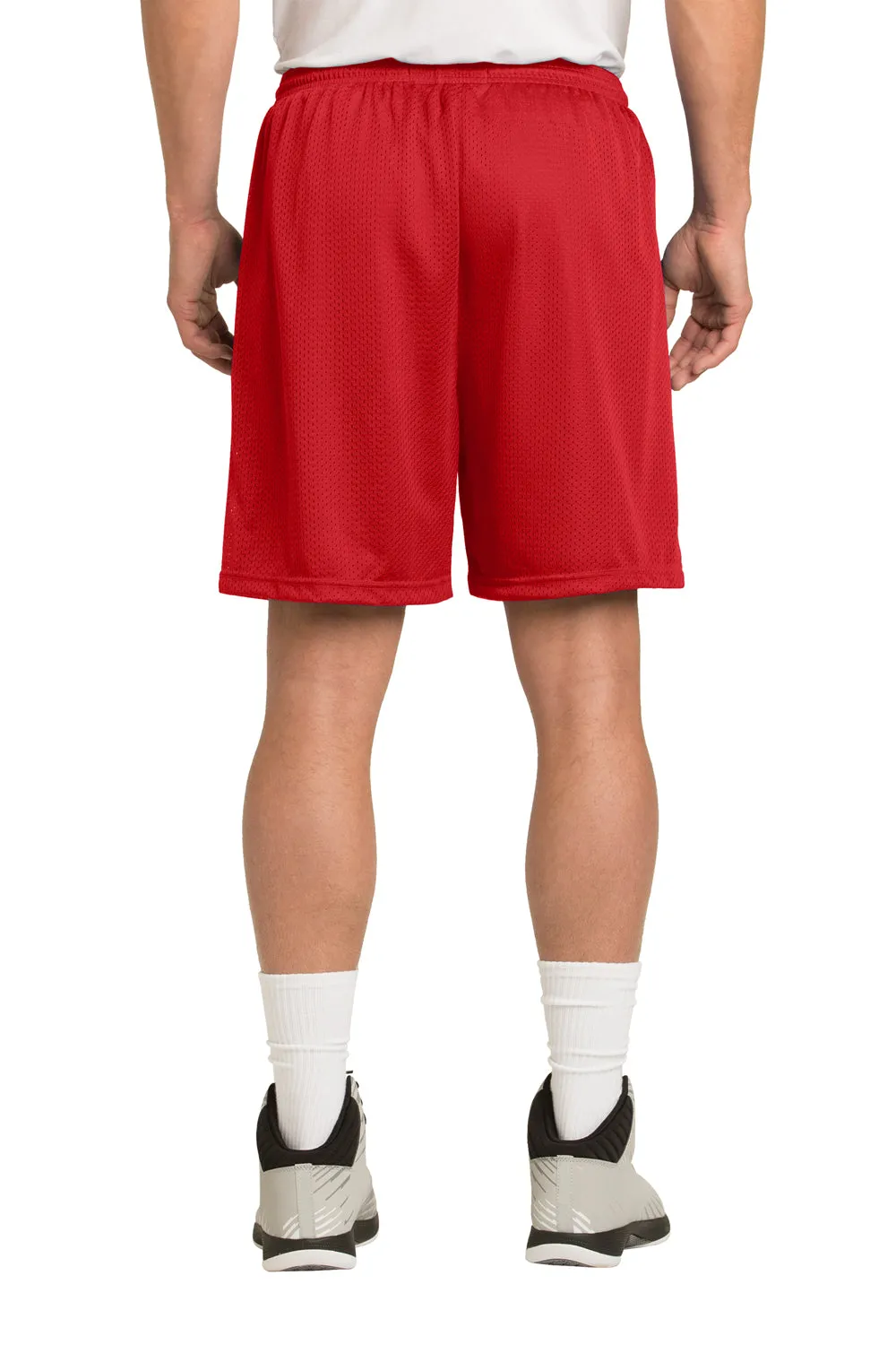 Sport-Tek Herren Feuchtigkeitstransportierende Classic Mesh Shorts - Echtes Rot - Ausverkauf