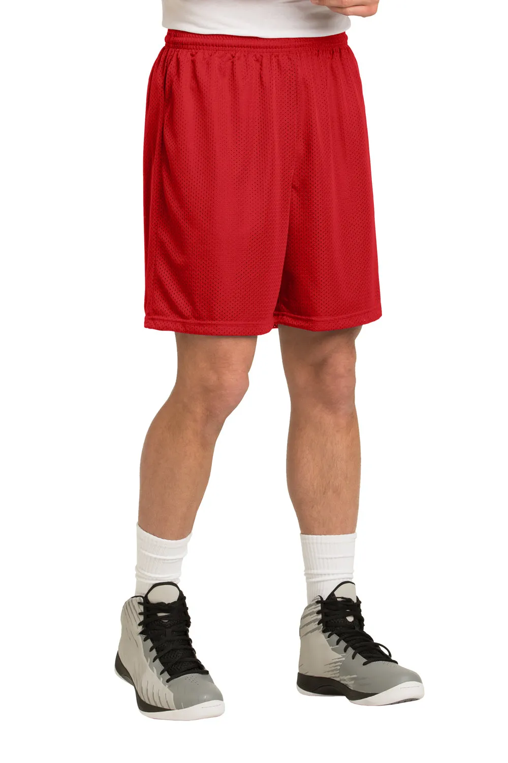 Sport-Tek Herren Feuchtigkeitstransportierende Classic Mesh Shorts - Echtes Rot - Ausverkauf