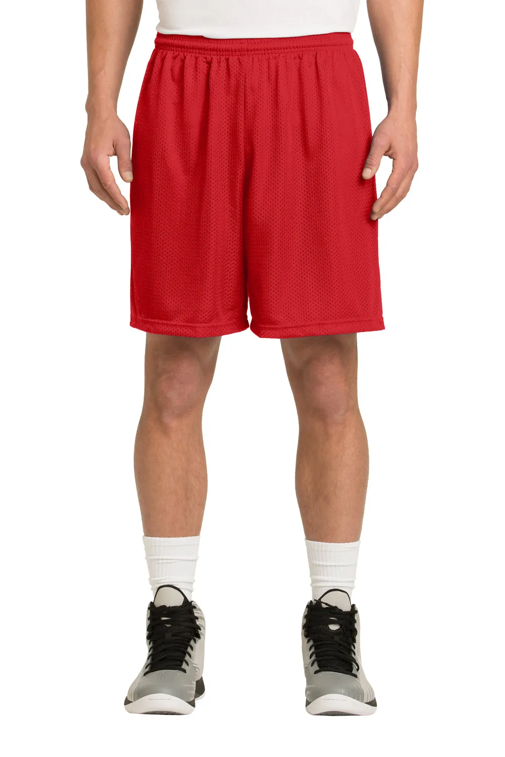 Sport-Tek Herren Feuchtigkeitstransportierende Classic Mesh Shorts - Echtes Rot - Ausverkauf