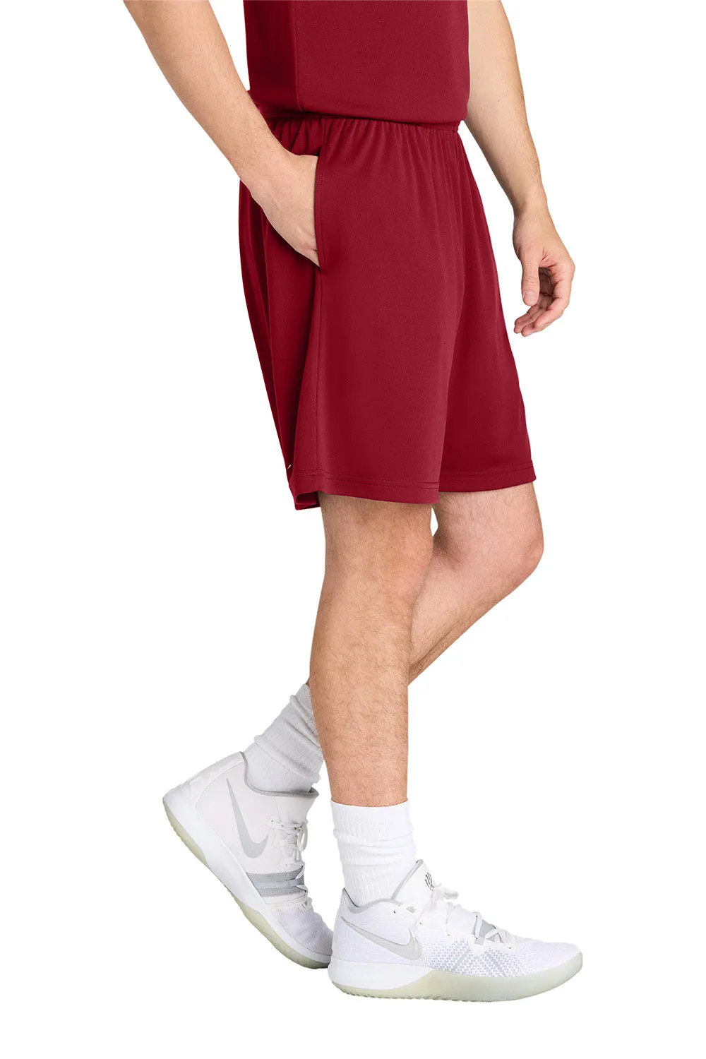 Sport-Tek Herren Feuchtigkeitstransportierende Wettkampf-Sportshorts mit Taschen - Tiefrot