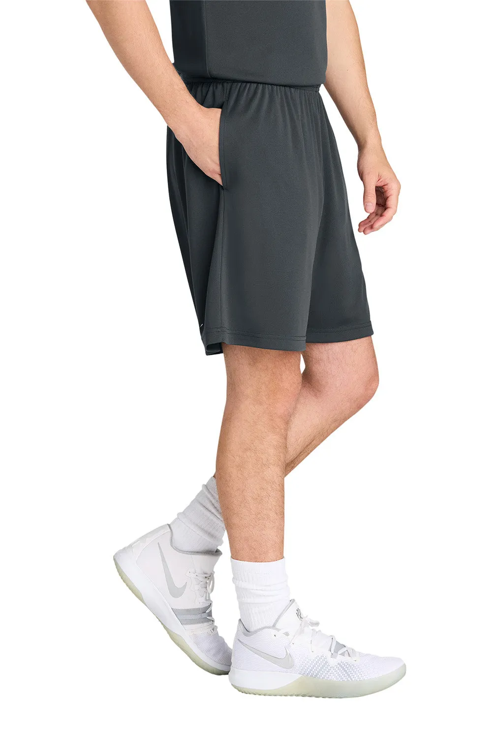 Sport-Tek Herren Feuchtigkeitstransportierende Wettkampf-Sportshorts mit Taschen - Eisengrau