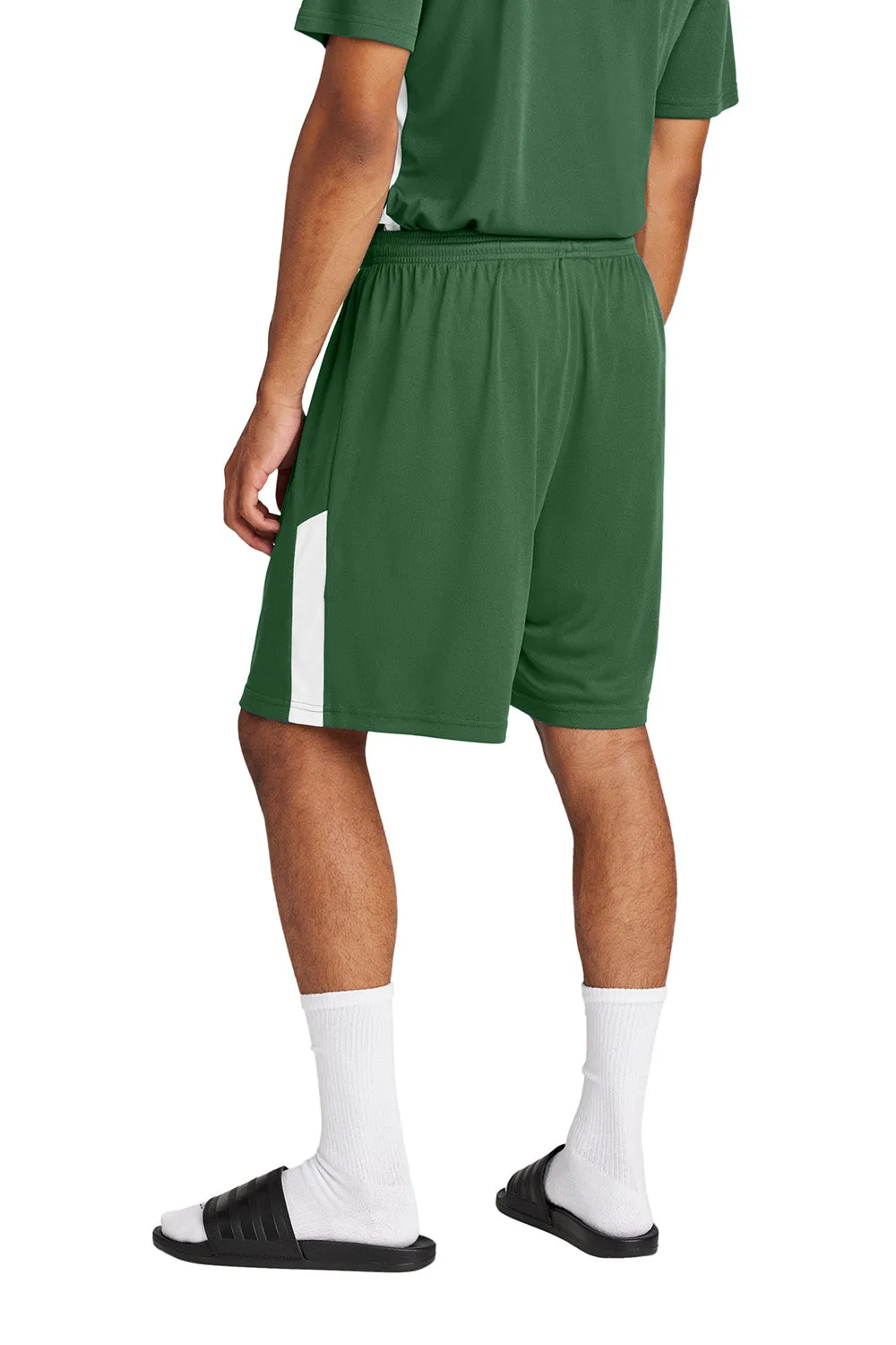 Sport-Tek Herren Feuchtigkeitstransportierende Competitor United Athletic Shorts - Waldgrün/Weiß
